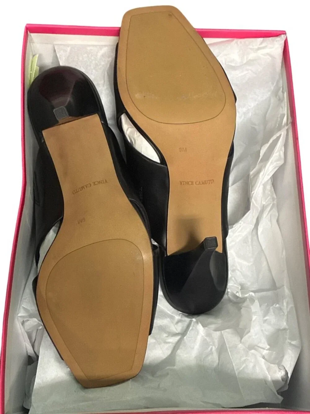 Vince Camuto REHNYA Black  Criss-Cross Leather Sandals‎ Heel 9 w/Box